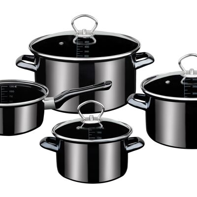 Set de casseroles émail Profi-Black-Star 7 pièces