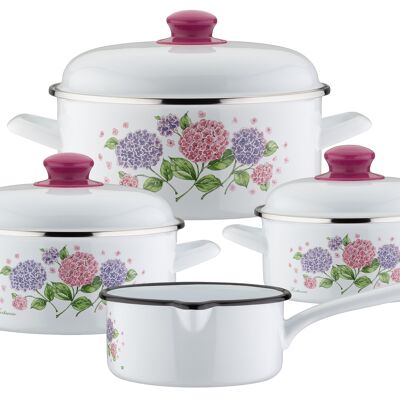 Cooking pot set hydrangea 7 pcs.