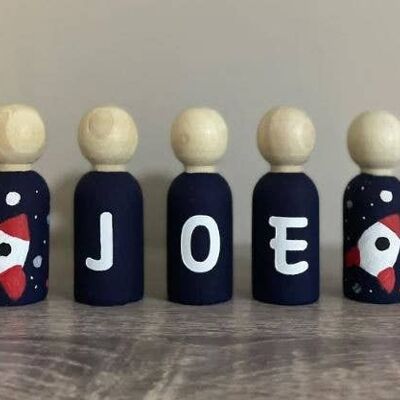 Space peg doll name room decor set - 3