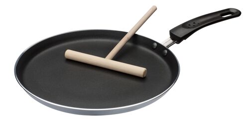 Crepe-Pfanne Induktion 26 cm grau/schwarz mit Teigverteiler