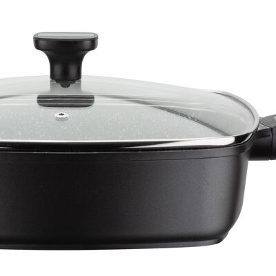 Frying and serving pan EASY CLICK Quadura with glass lid 24x24cm