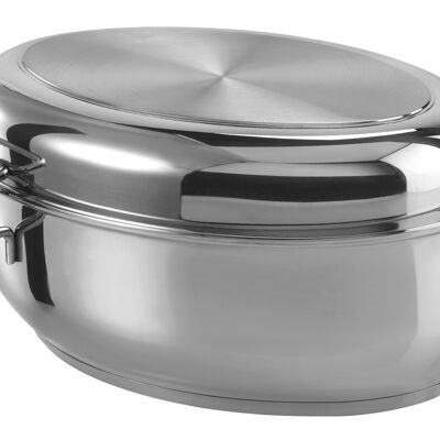 Oval stainless steel roaster 38cm 3 in 1