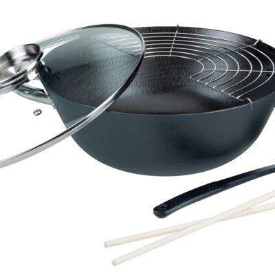 Ensemble wok en fonte / marmite multifonctionnelle 5 pcs.