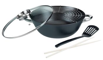 Ensemble wok en fonte / marmite multifonctionnelle 5 pcs. 1