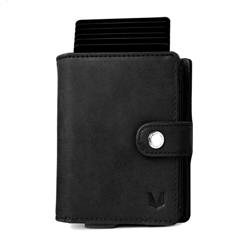 Slim Wallet NAGA - Tiefschwarz Rindsleder