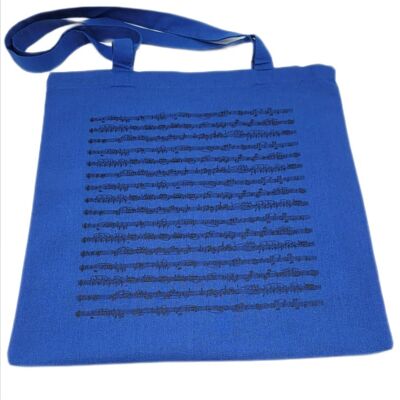 Notenlinien- Henkeltasche mit langen Henkeln,  Farbe: blau