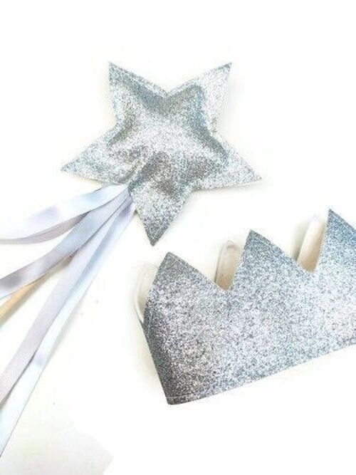 Silver Wand and Crown Set