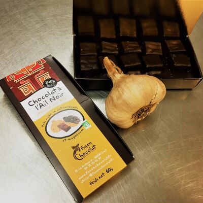 Cioccolato fondente con AGLIO NERO, BIOLOGICO -60g