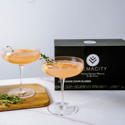 Set di 2 eleganti bicchieri da cocktail fatti a mano per gli amanti del gin