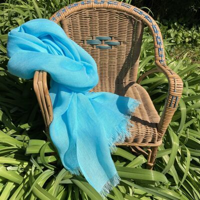 Sciarpa in lino blu turchese