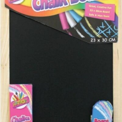 Chalkboard with chalk and eraser