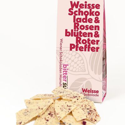 Weisse Schokolade & Rosenblüten & 
roter Pfeffer
