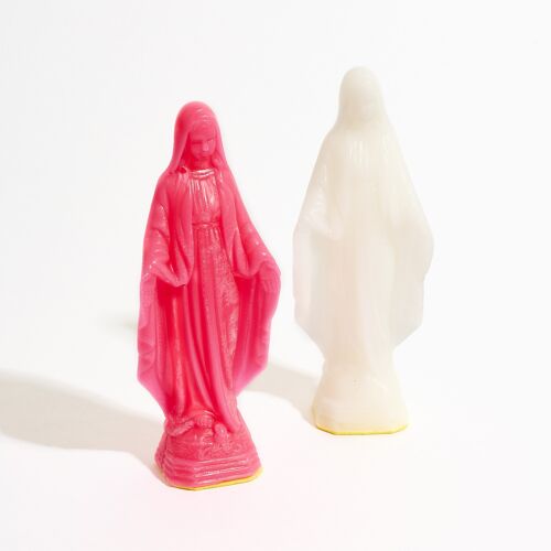 DUO Bougie Madonne Rose Fluo et blanche