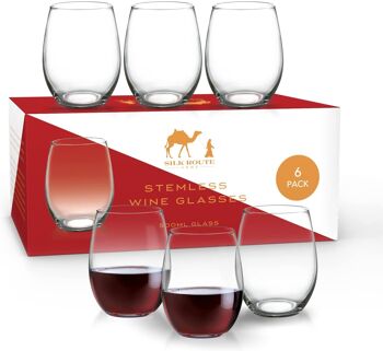 Verres à vin sans pied de qualité supérieure par Silk Route Spice Company - 6 verres à gobelet légers de 500 ml 2