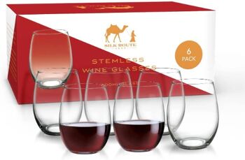 Verres à vin sans pied de qualité supérieure par Silk Route Spice Company - 6 verres à gobelet légers de 500 ml 1