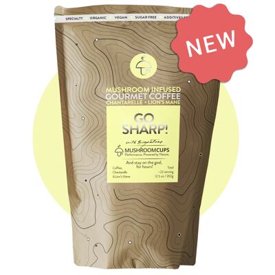 Go Sharp – Gourmet gemahlener Kaffee mit Löwenmähne und Pfifferling
