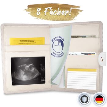 Couverture de passeport de maternité, Couverture de passeport de maternité - Organisateur avec fermeture magnétique, crème 3