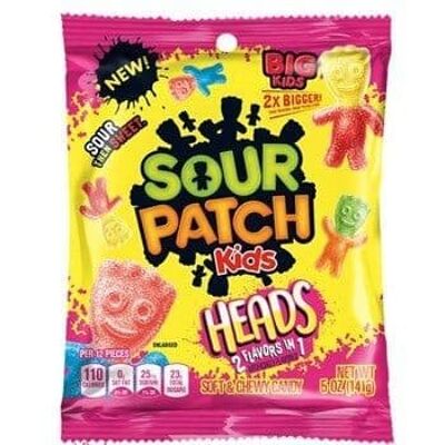 sour patch kids big heads peg bag 141g