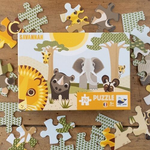 Puzzle enfant 70 pièces Savannah - Made in France