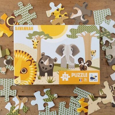 Puzzle per bambini Savannah da 70 pezzi - Prodotto in Francia