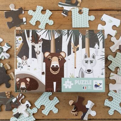 Puzzle infantil de 70 piezas Fauna invernal - Fabricado en Francia