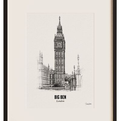 Handgefertigte Zeichnung – Persönlich auf Ihren Wunsch angefertigt – Big Ben ist ein Beispiel