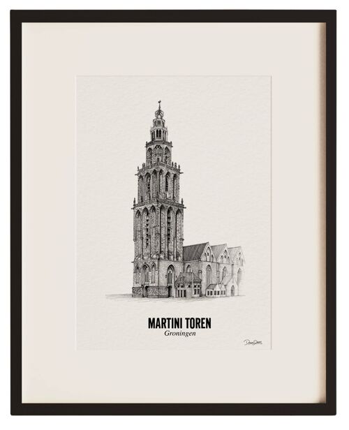 Martini toren - 21X30CM - Douwedraws laat 1 boom planten