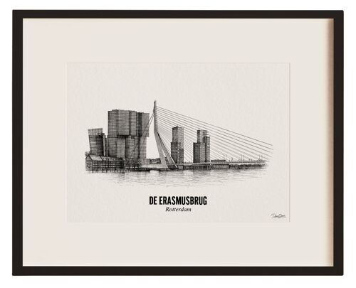 Erasmusbrug - 21X30CM - Douwedraws laat 1 boom planten