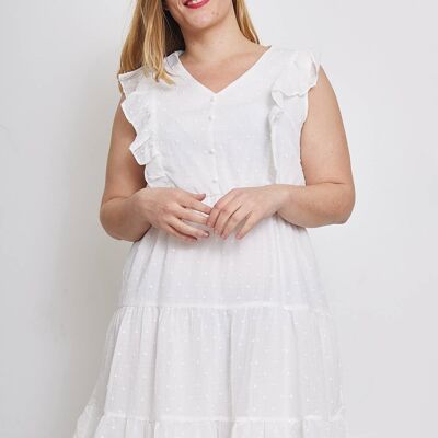 Robe plumetis grande taille (C6373) Blanc