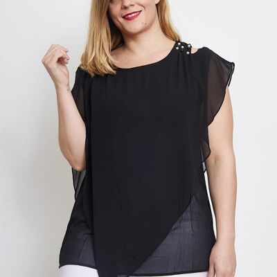 Blouse en voile grande taille (C6361) Noir