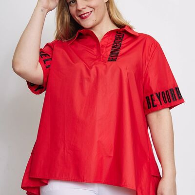 Chemisier avec frou four grande taille Rouge