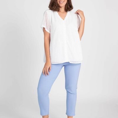 Top plumetis grande taille Blanc