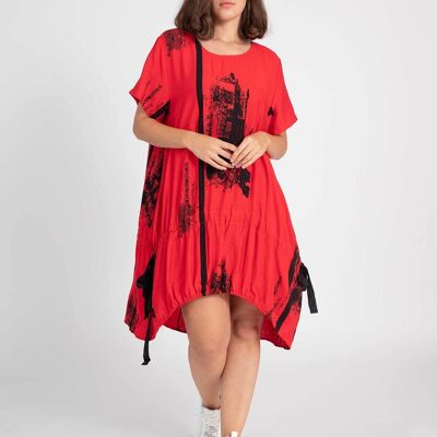 Robe parachute motif A grande taille Rouge