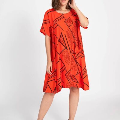 Robe imprimé graphique grande taille Rouge