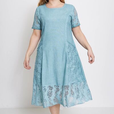 Robe unie en lin grande taille Turquoise