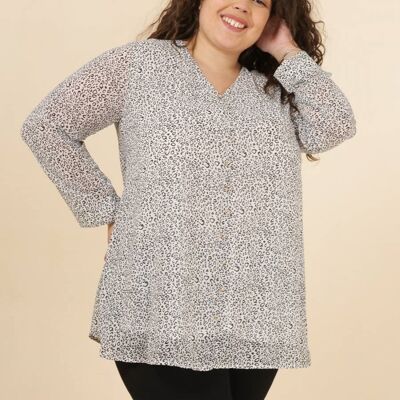 Blouse imprimée léopard grande taille Blanc