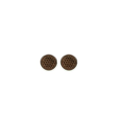 Studs Steel "Flower of Life" | wooden jewelry | wood nut