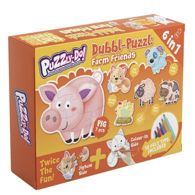 Farm Friends Dubbl-Puzzl Colour-in Jigsaws