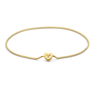 Forever Locked Bracelet Hart Diamant - Geel goud