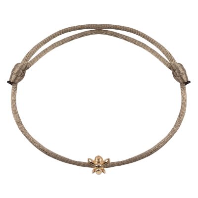 Bij symbool satijnen armband - Taupe