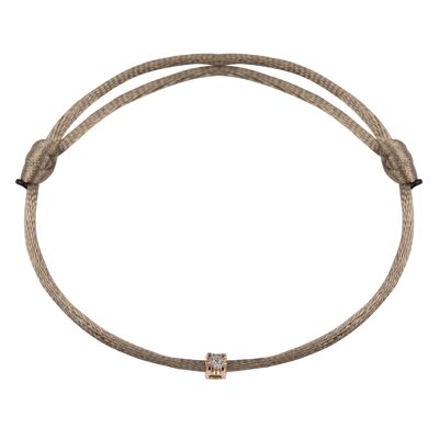 Diamond cube symbool satijnen armband - Taupe