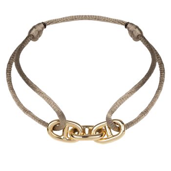 Bracelet satin maille cadenas - Taupe