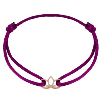 Bracelet Satin Symbole Lotus - Gris Clair