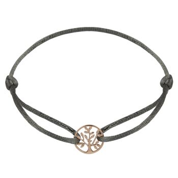 Bracelet Satin Symbole Arbre de Vie - Gris Clair