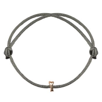 Bracelet satin symbole coeur clé - Marron