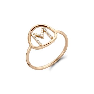 Diamanten initial ring - Rosé goud