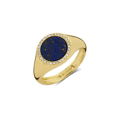 Diamanten ring met lapis lazuli