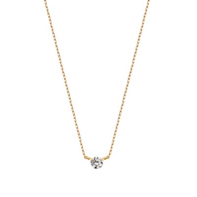 Diamanten ketting met solitair - Rosé goud