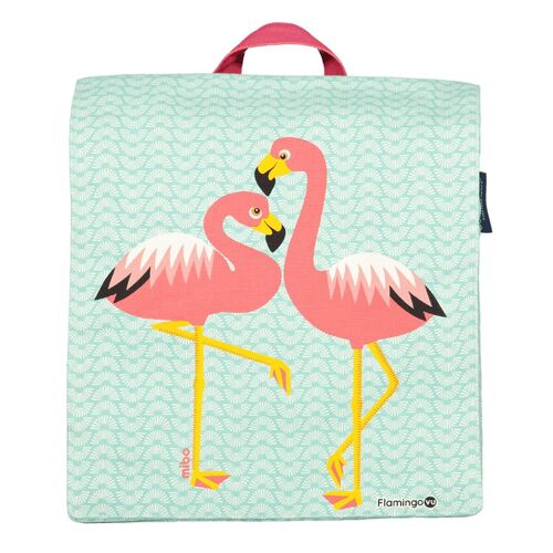 Sac à dos enfant, cartable maternelle en coton bio - Animal - Flamant rose