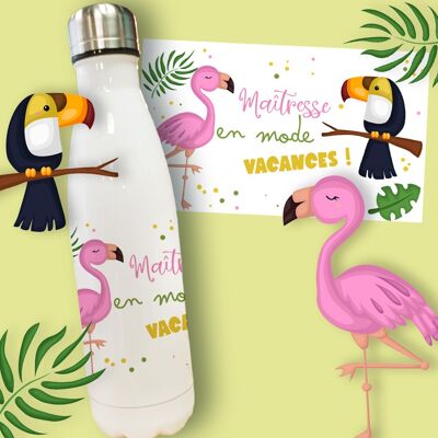 Bouteille isotherme Maîtresse en mode vacances  - cadeau original